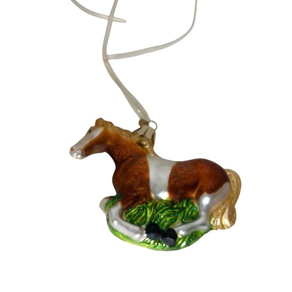 Old World Glass Christmas Ornament Mustang Horse - Picture 1 of 5